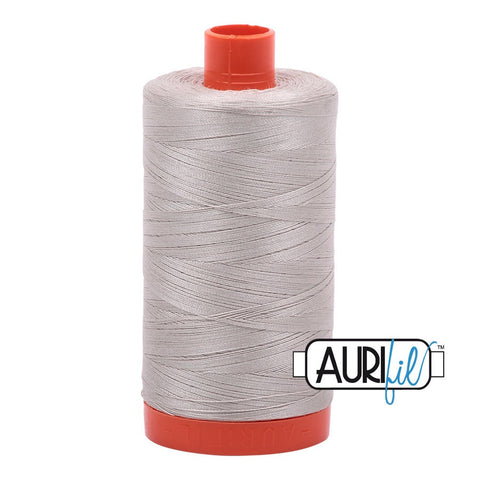 AURIFIL 6725 Moondust MAKO 50 Weight Wt 1300m 1422y Spool Light Soft Grey Gray Neutral Quilt Cotton Quilting Thread