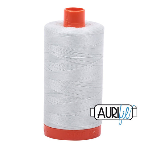 AURIFIL 2800 Mint Ice MAKO 50 Weight Wt 1300m 1422y Spool Light Silver Grey Gray Blue Quilt Cotton Quilting Thread