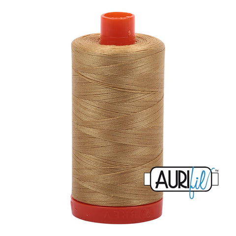 AURIFIL 2920 Light Brass MAKO 50 Weight Wt 1300m 1422y Spool Golden Rope Quilt Cotton Quilting Thread