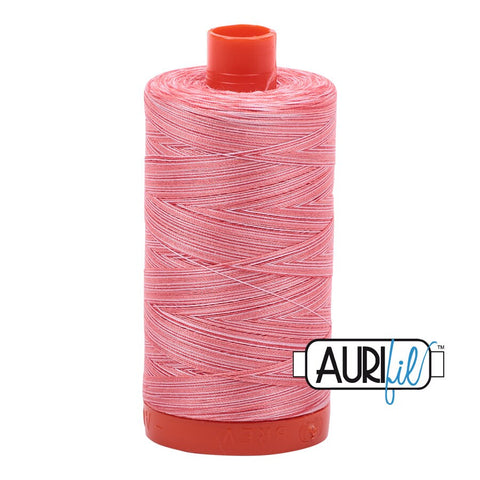 AURIFIL Variegated 4250 Flamingo MAKO 50 Weight Wt 1300m 1422y Pink Red White Spool Quilt Cotton Quilting Thread