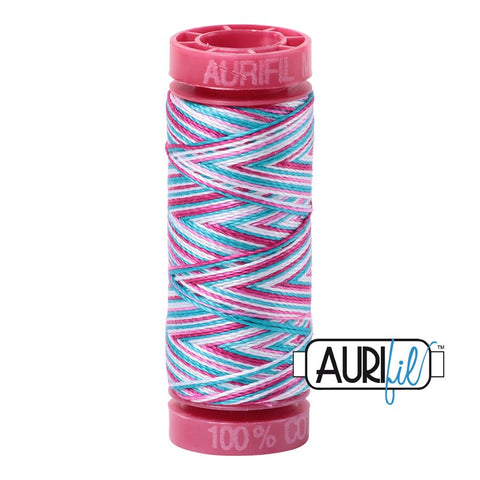 AURIFIL 4647 Berrylicious Magenta Teal Variegated Mako 12 Weight Wt 50 Meters 54 Yards Spool Quilt Cotton Quilting Thread