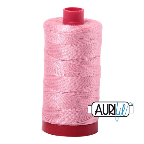 AURIFIL 2425 Bright Pink MAKO 12 Weight Wt 350 Meters 356 Yards Spool Quilt Cotton Quilting Thread