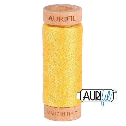 AURIFIL 1135 Pale Yellow MAKO 80 Weight Wt 274 meters 300 yards Spool Quilt Hand Applique Cotton Quilting Thread
