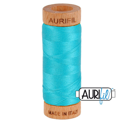 AURIFIL 2810 Turquoise Bahama Blue MAKO 80 Weight Wt 274 meters 300 yards Spool Quilt Hand Applique Cotton Quilting Thread