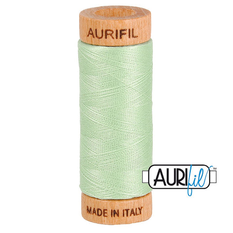 AURIFIL 2880 Pale Green MAKO 80 Weight Wt 274 meters 300 yards Spool Quilt Hand Applique Cotton Quilting Thread