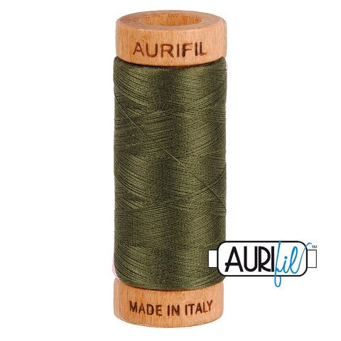 AURIFIL 5012 Dark Green Olive MAKO 80 Weight Wt 274 meters 300 yards Spool Quilt Hand Applique Cotton Quilting Thread