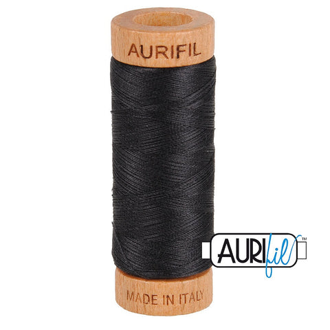 AURIFIL 4241 Very Dark Grey Gray Smoke MAKO 80 Weight Wt 274 meters 300 yards Spool Quilt Hand Applique Cotton Quilting Thread