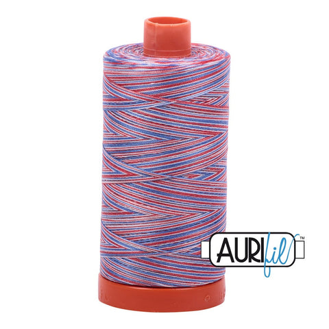 AURIFIL Variegated 3852 Liberty MAKO 50 Weight Wt 1300m 1422y Red White Blue Patriotic Spool Quilt Cotton Quilting Thread