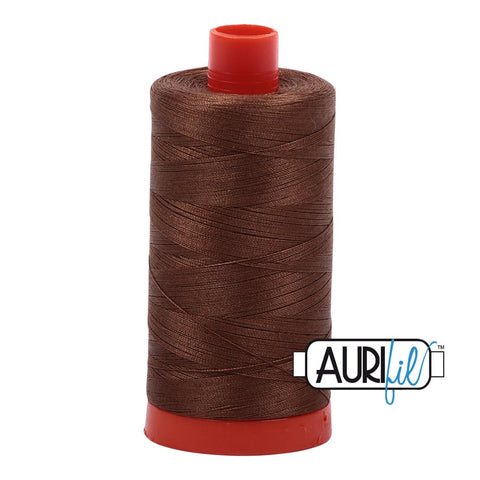 AURIFIL 2372 Dark Antique Gold Deep Golden Brown Bark MAKO 50 Weight Wt 1300m 1422y Spool Quilt Cotton Quilting Thread