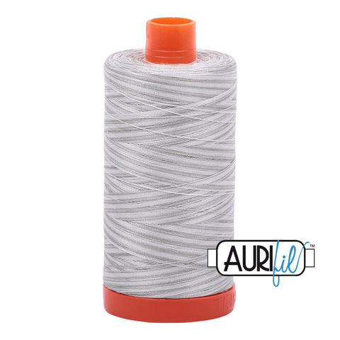 AURIFIL Variegated 4060 Silver Moon MAKO 50 Weight Wt 1300m 1422y Light Grey Gray White Spool Quilt Cotton Quilting Thread