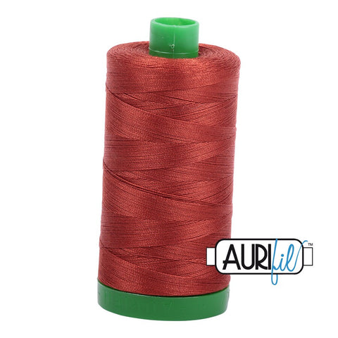 AURIFIL 2385 Terracotta Brown Rust MAKO 40 Weight Wt 1000m 1094y Spool Quilt Cotton Quilting Thread