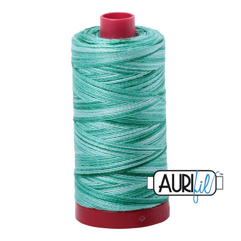AURIFIL 4662 Creme De Menthe Variegated MAKO 12 Weight Wt 350M 356y Green Teal White Spool Quilt Cotton Quilting Thread