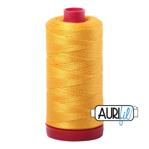 AURIFIL 2135 Yellow Gold MAKO 12 Weight Wt 350M 356Yd Spool Quilt Cotton Quilting Thread