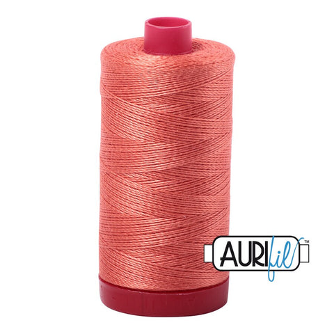 AURIFIL 2225 Salmon Orange MAKO 12 Weight Wt 350M 356Yd Spool Quilt Cotton Quilting Thread