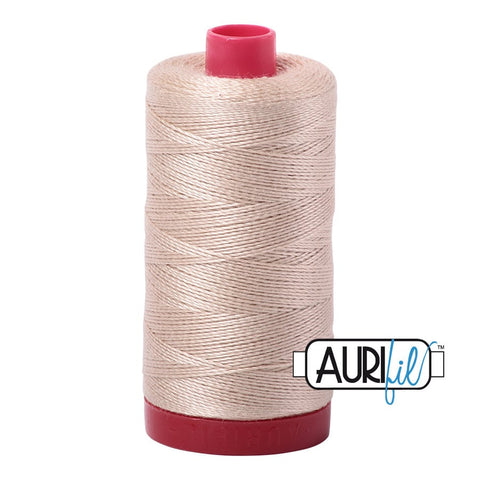 AURIFIL 2312 Ermine Beige Tan Cream MAKO 12 Weight Wt 350M 356Yd Spool Quilt Cotton Quilting Thread
