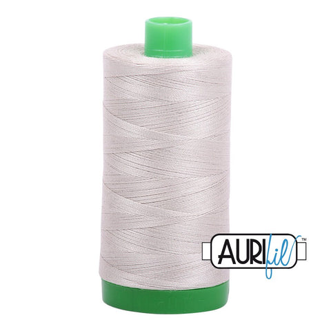 AURIFIL 6725 Moondust MAKO 40 Weight Wt 1000m 1094y Spool Light Soft Grey Gray Neutral Quilt Cotton Quilting Thread