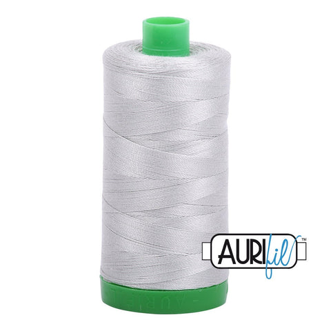 AURIFIL 6726 Airstream MAKO 40 Weight Wt 1000m 1094y Spool Silver Aluminum Soft Grey Gray Neutral Quilt Cotton Quilting Thread