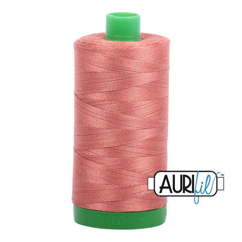 AURIFIL 6728 Cinnabar MAKO 40 Weight Wt 1000m 1094y Spool Red Orange Brown Cinnamon Quilt Cotton Quilting Thread