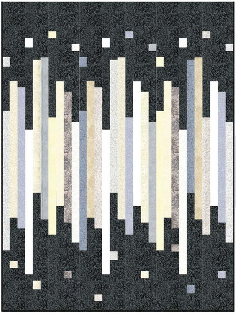 Hunter's Design Studio HDS Loose Change Jelly Roll Strip Friendly Modern Quilt Pattern Twin Lap Throw Printed Pattern 60 x 84