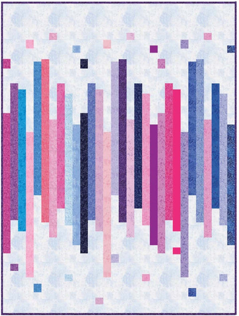 Hunter's Design Studio HDS Loose Change Jelly Roll Strip Friendly Modern Quilt Pattern Twin Lap Throw Printed Pattern 60 x 84