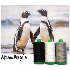 Aurifil AFRICAN PENGUIN Color Builder Mako Cotton 40 Weight Wt Spool 1094y 1000m Black White Gray Quilting Thread Set of 3 2021 2625 2692