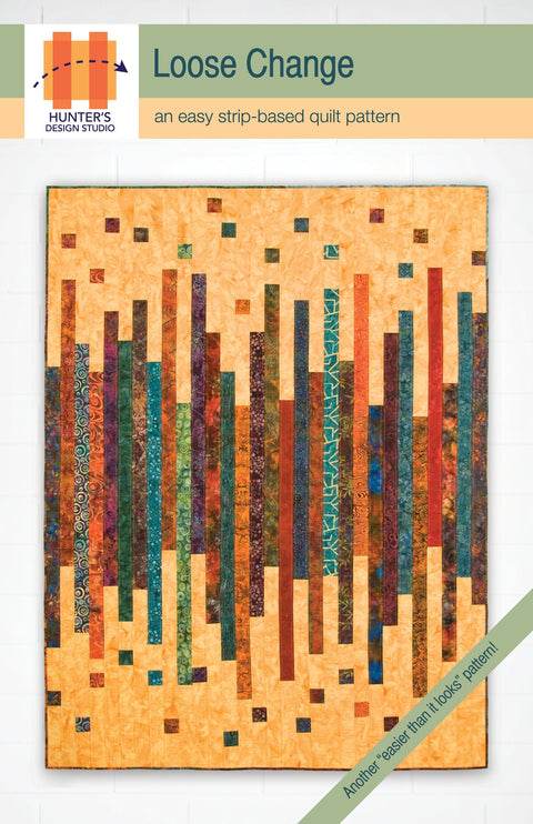 Hunter's Design Studio HDS Loose Change Jelly Roll Strip Friendly Modern Quilt Pattern Twin Lap Throw Printed Pattern 60 x 84