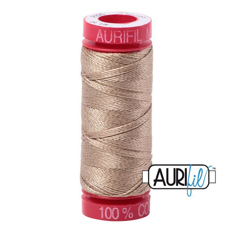 AURIFIL 2325 Linen Brown Khaki Tan Mako 12 Weight Wt 50M 54 Yards Spool Quilt Cotton Quilting Thread