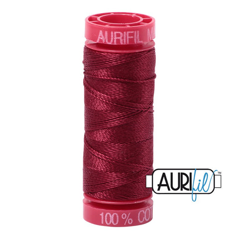 AURIFIL 2460 Dark Carmine Red MAKO 12 Weight Wt 54 Yards Spool Quilt Cotton Quilting Thread