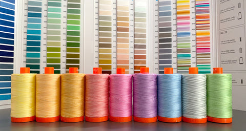 AURIFIL Variegated 4658 Limoni di Monterosso MAKO 50 Weight Wt 1300m 1422y Yellow Orange White Spool Quilt Cotton Quilting Thread