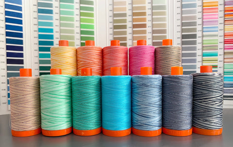 AURIFIL Variegated 4658 Limoni di Monterosso MAKO 50 Weight Wt 1300m 1422y Yellow Orange White Spool Quilt Cotton Quilting Thread