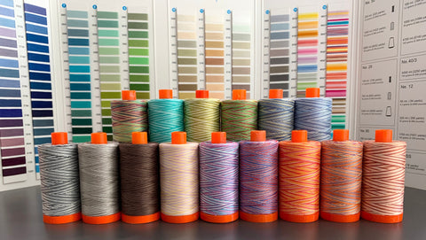 AURIFIL Variegated 4658 Limoni di Monterosso MAKO 50 Weight Wt 1300m 1422y Yellow Orange White Spool Quilt Cotton Quilting Thread
