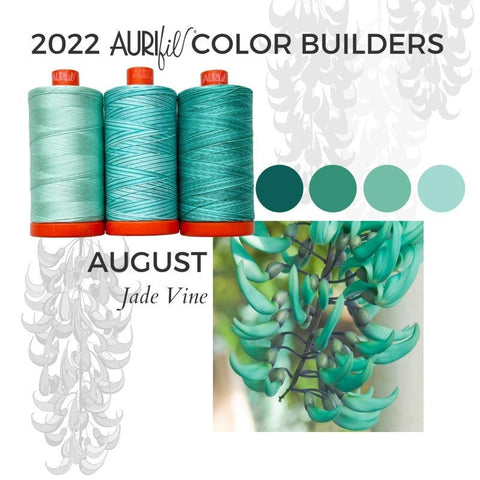 Aurifil Jade Vine Color Builder Mako Cotton 50 Weight Large Spool VARIEGATED Teal Green Quilting Thread Set of 3 2830, 4654, 4662