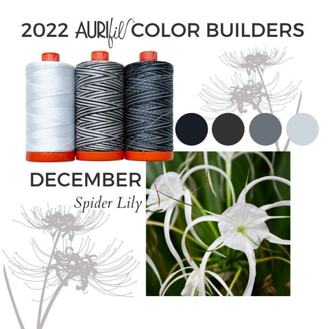 Aurifil Spider Lily Color Builder Mako Cotton 50 Weight Large Spool VARIEGATED Beige Quilting Thread Set of 3 2024, 4652, 4665