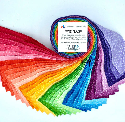 Java Batiks Rainbow Polka Dots Green Blue Yellow Orange Pink Batik Jelly Roll 40 2.5 Inch Fabric Strips ST-MASJAB-RAD