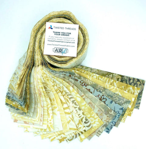 Java Batiks Beige Tan Batik Jelly Roll 40 2.5 Inch Fabric Strips ST-MASJAB-TAN Version 2