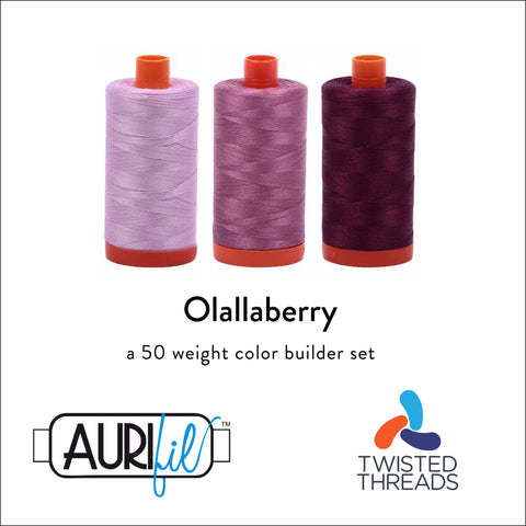 Aurifil OLALLIEBERRY Color Builder Mako Cotton 50 Weight Wt Large Spool Purple Lilac Berry Mauve Quilting Thread Set of 3 2515 5003 4030