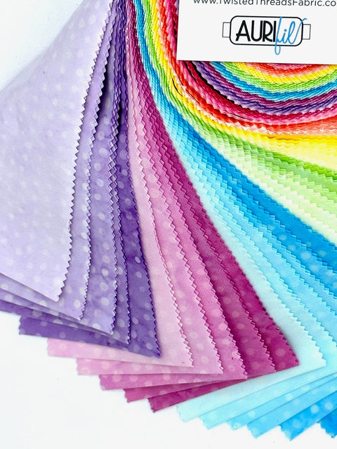 Java Batiks Pastel Rainbow Polka Dots Green Blue Yellow Orange Pink Batik Jelly Roll 40 2.5 Inch Fabric Strips ST-MASJAB-PRD