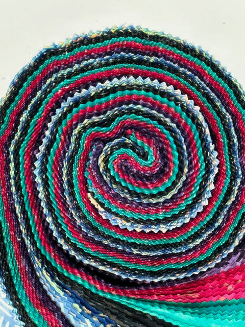 Java Batiks Galaxy Black Blue Teal Magenta Pink Batik Jelly Roll 40 2.5 Inch Fabric Strips ST-MASJAB-GAL
