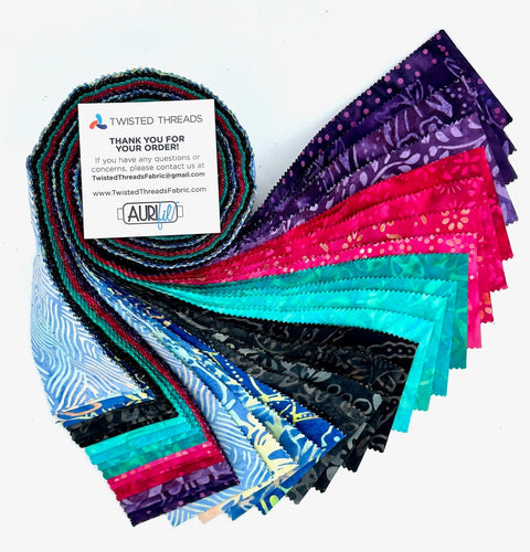 Java Batiks Galaxy Black Blue Teal Magenta Pink Batik Jelly Roll 40 2.5 Inch Fabric Strips ST-MASJAB-GAL