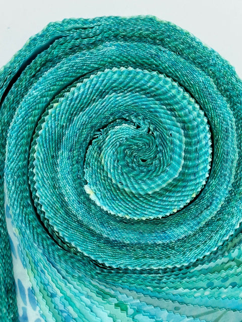 Java Batiks Soft Turquoise Blue Batik Jelly Roll 40 2.5 Inch Fabric Strips ST-MASJAB-SOT