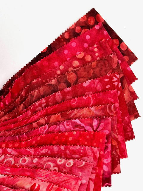 Java Batiks Red Version 2 Batik Jelly Roll 40 2.5 Inch Fabric Strips ST-MASJAB-RED2