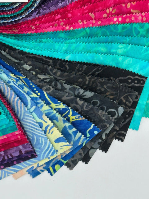 Java Batiks Galaxy Black Blue Teal Magenta Pink Batik Jelly Roll 40 2.5 Inch Fabric Strips ST-MASJAB-GAL