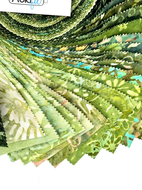 Java Batiks Olive Green Batik Jelly Roll 40 2.5 Inch Fabric Strips ST-MASJAB-OLG