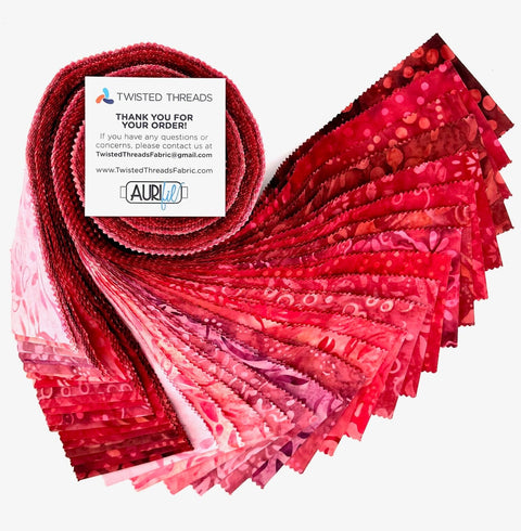 Java Batiks Red Version 2 Batik Jelly Roll 40 2.5 Inch Fabric Strips ST-MASJAB-RED2