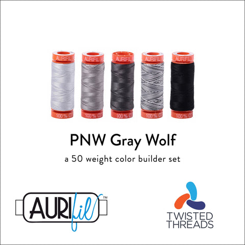 AURIFIL Gray Wolf Color Builder Tan Black Grey 50 Weight 200M 220Y Spool Quilt Cotton Quilting Thread Set of 5 2600 2620 2630 4652 2692