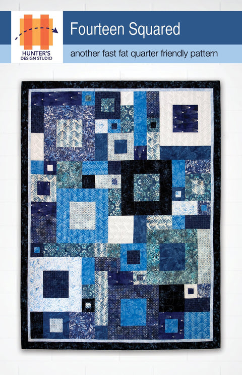Hunter's Design Studio HDS Fourteen Squared Precut Friendly 1/4 Yard Fat Quarter Printed Modern Quilt Pattern 54 x 68