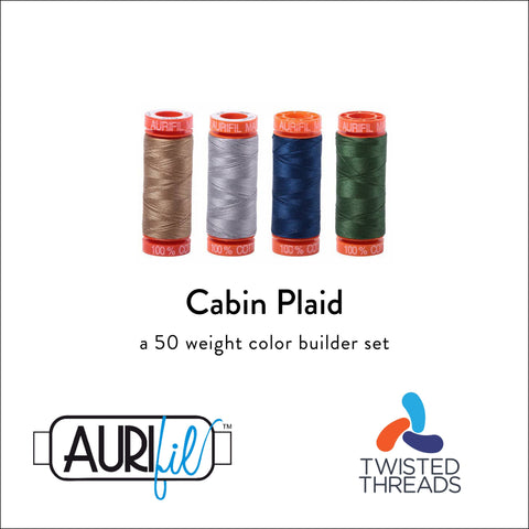 AURIFIL Cabin Plaid Color Builder Green Blue Tan Grey 50 Weight Wt 200M 220y Spool Quilt Cotton Quilting Thread Set of 4 6010 2606 2783 2892