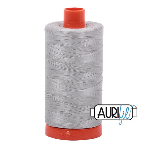 AURIFIL 6726 Airstream MAKO 50 Weight Wt 1300m 1422y Spool Silver Aluminum Grey Gray Neutral Quilt Cotton Quilting Thread