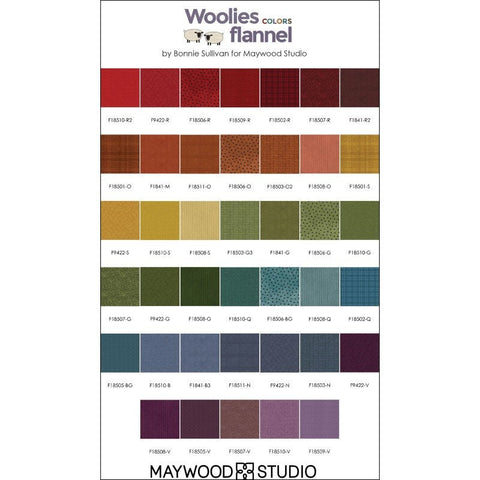 Rainbow Colors Vol 2 Maywood Woolies Flannel Teal Green Red Orange Blue Cotton Complete 100 Piece Flannel 10 inch Fabric Layer Cake LC