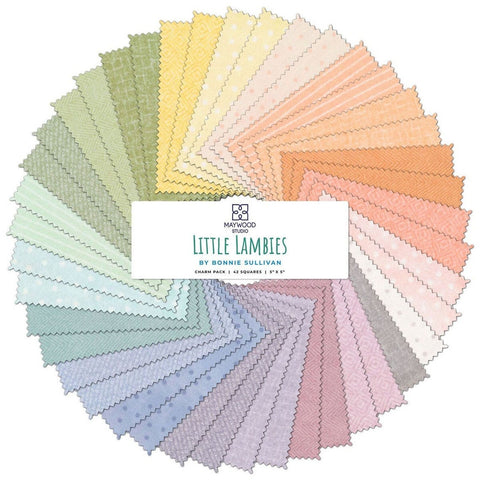 Little Lambies Layer Cake Soft Pastel Palette Maywood Woolies Flannel Teal Green Yellow Peach Teal Cotton Flannel 10 inch Fabric LC